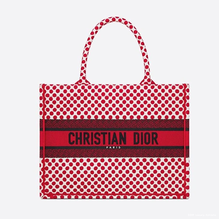 Cheap Red Dots Book Motif Canvas Tote Dior 0725 Luxury